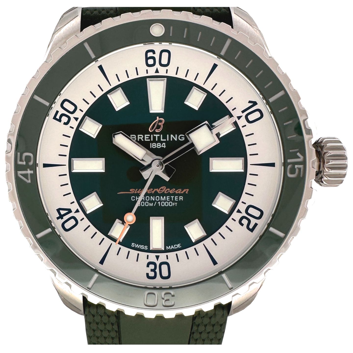 Breitling Superocean 44 A17376A31L1S1 (2024) - Groen wijzerplaat 44mm Staal (1/5)