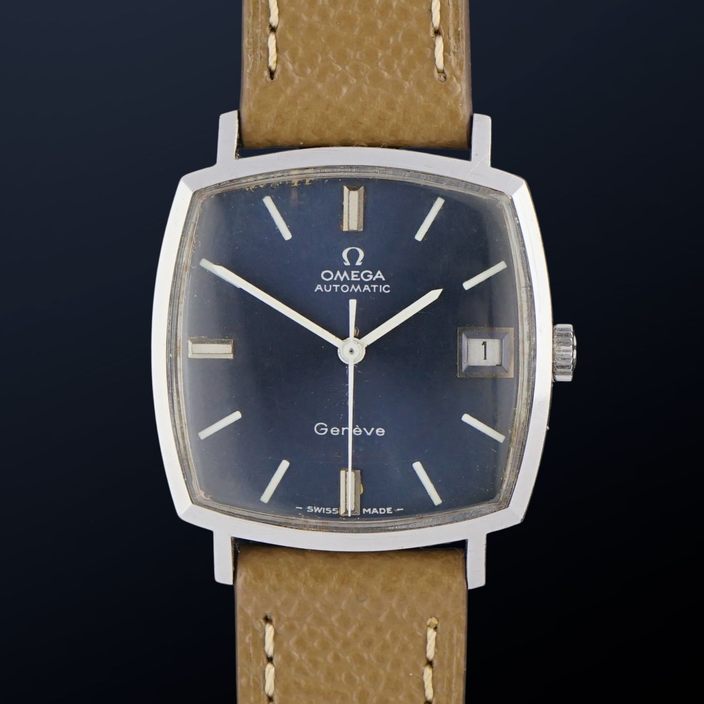 Omega Genève 162.010 (1968) - Blue dial 31 mm Steel case (1/8)