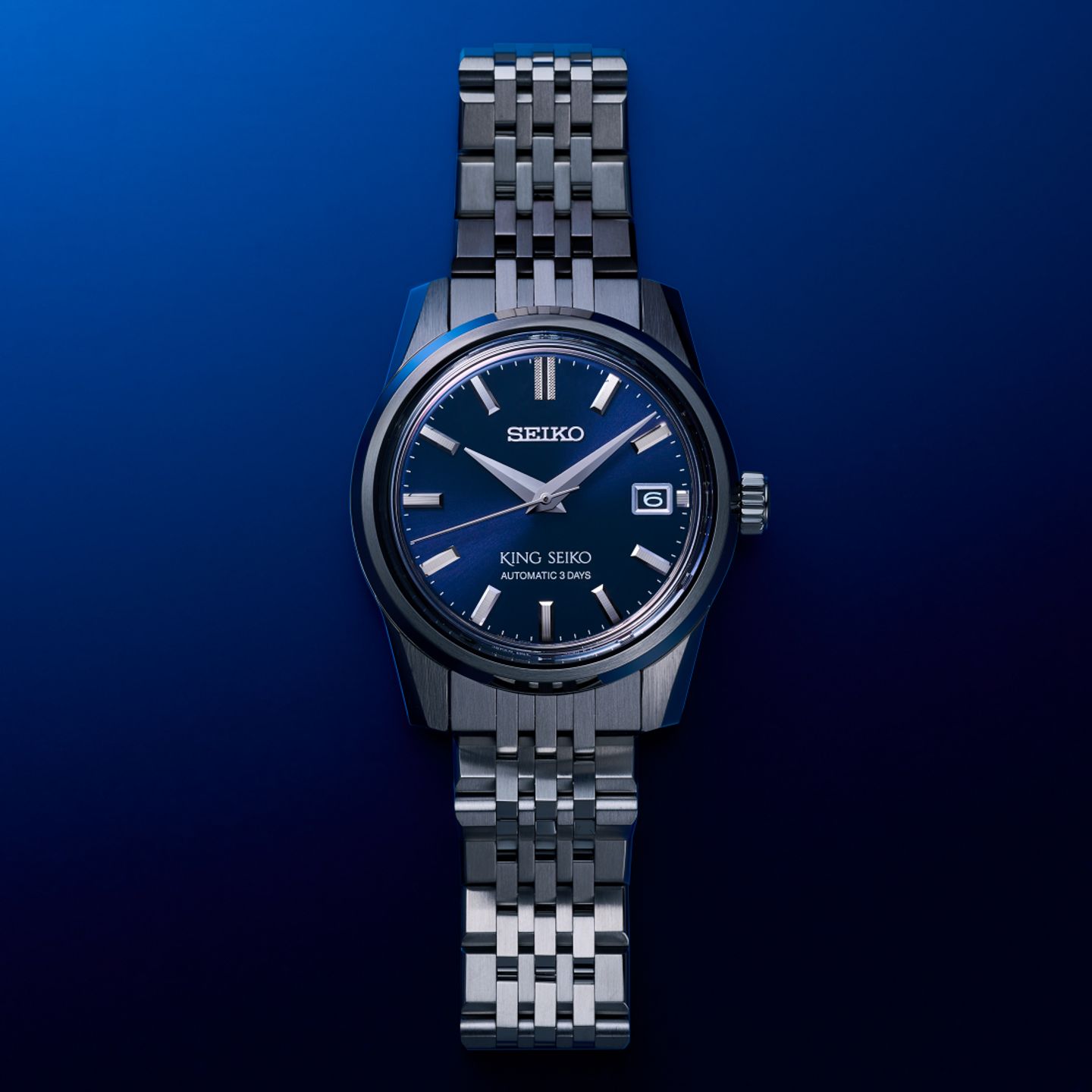 Seiko King KS01SD7 (2023) - Blauw wijzerplaat 39mm Staal (3/8)