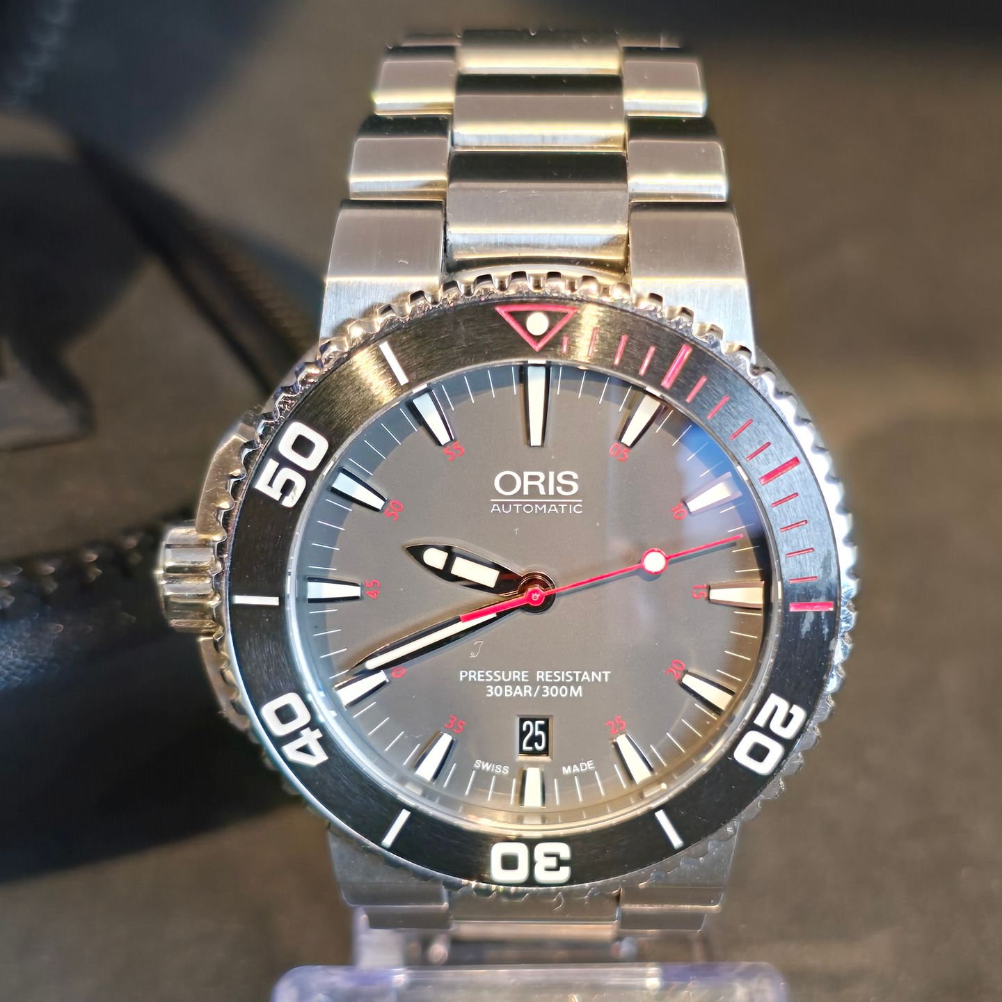 Oris Aquis 01 733 7653 4183-Set MB (Onbekend (willekeurig serienummer)) - Grijs wijzerplaat 43mm Staal (1/8)