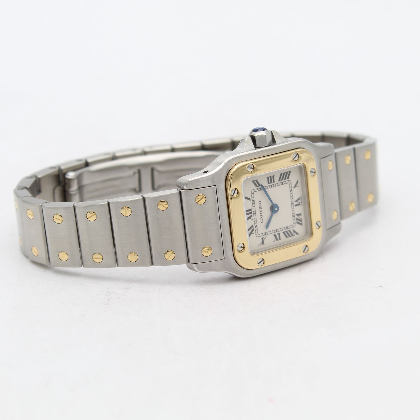 Cartier Santos Galbée W20012C4 (Unknown (random serial)) - White dial 35 mm Gold/Steel case (7/8)