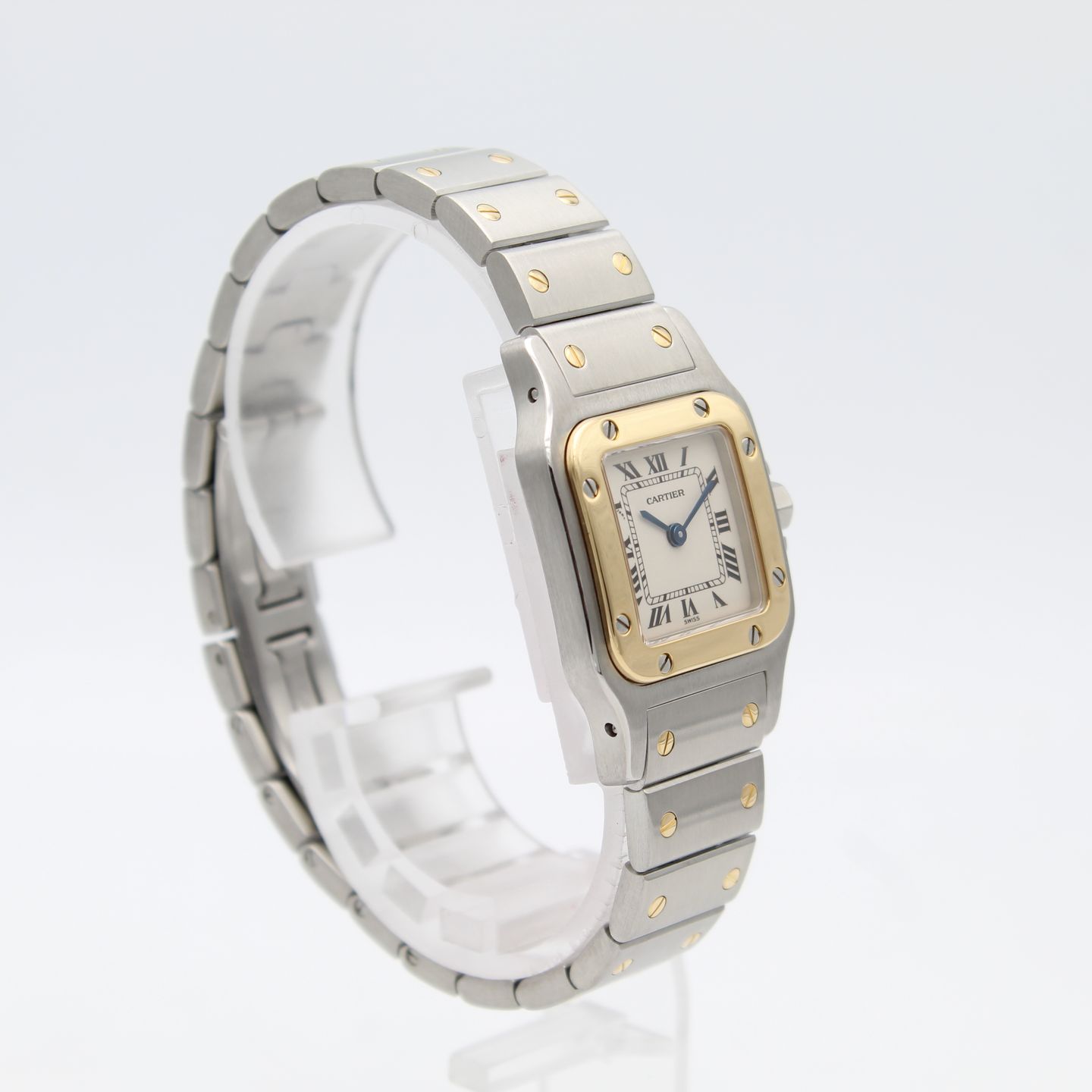 Cartier Santos Galbée W20012C4 (Unknown (random serial)) - White dial 35 mm Gold/Steel case (2/8)