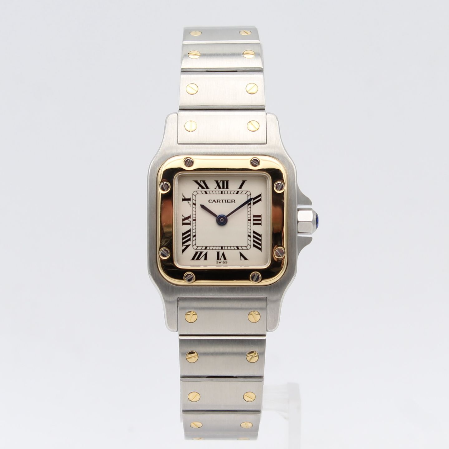 Cartier Santos Galbée W20012C4 (Unknown (random serial)) - White dial 35 mm Gold/Steel case (1/8)