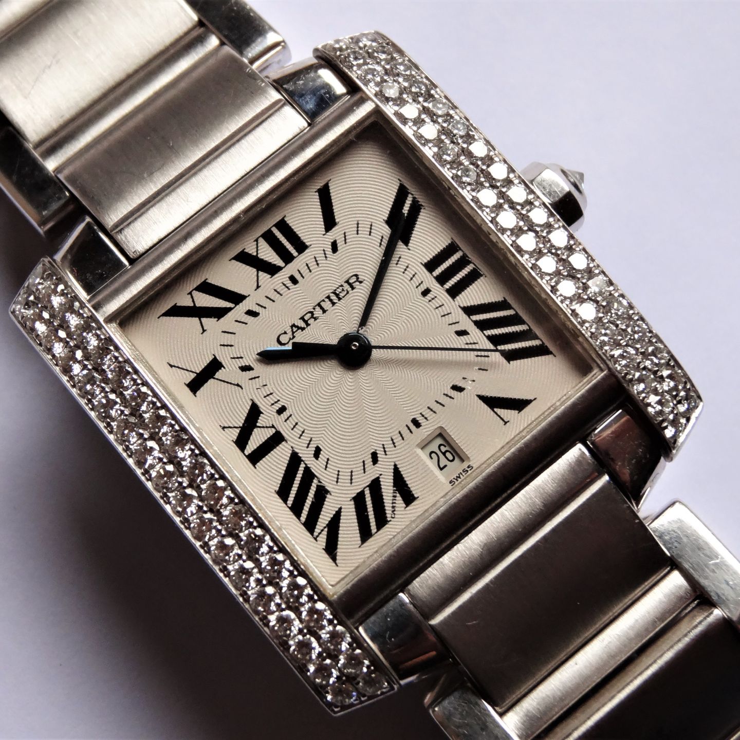 Cartier Tank Française 2366 (2010) - Silver dial 28 mm White Gold case (3/8)