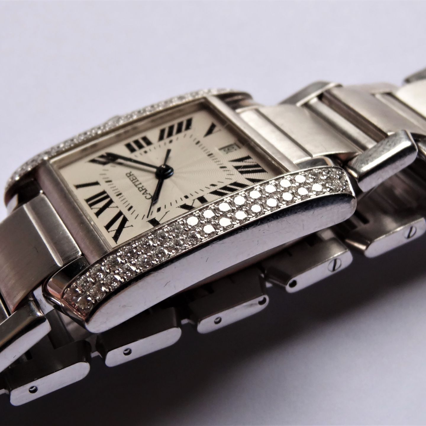 Cartier Tank Française 2366 (2010) - Zilver wijzerplaat 28mm Witgoud (6/8)