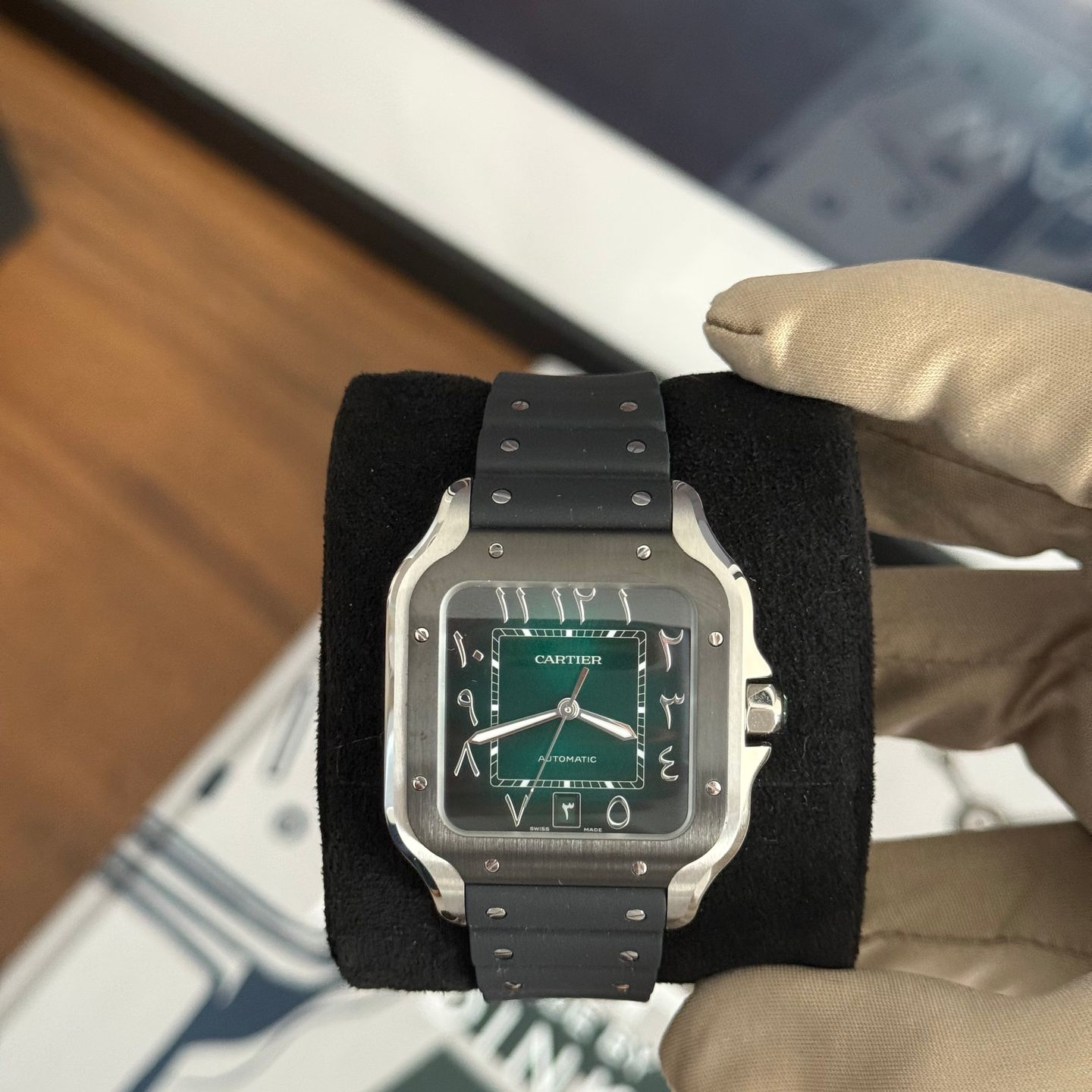 Cartier Santos WSSA0055 (2025) - Green dial 40 mm Steel case (1/8)