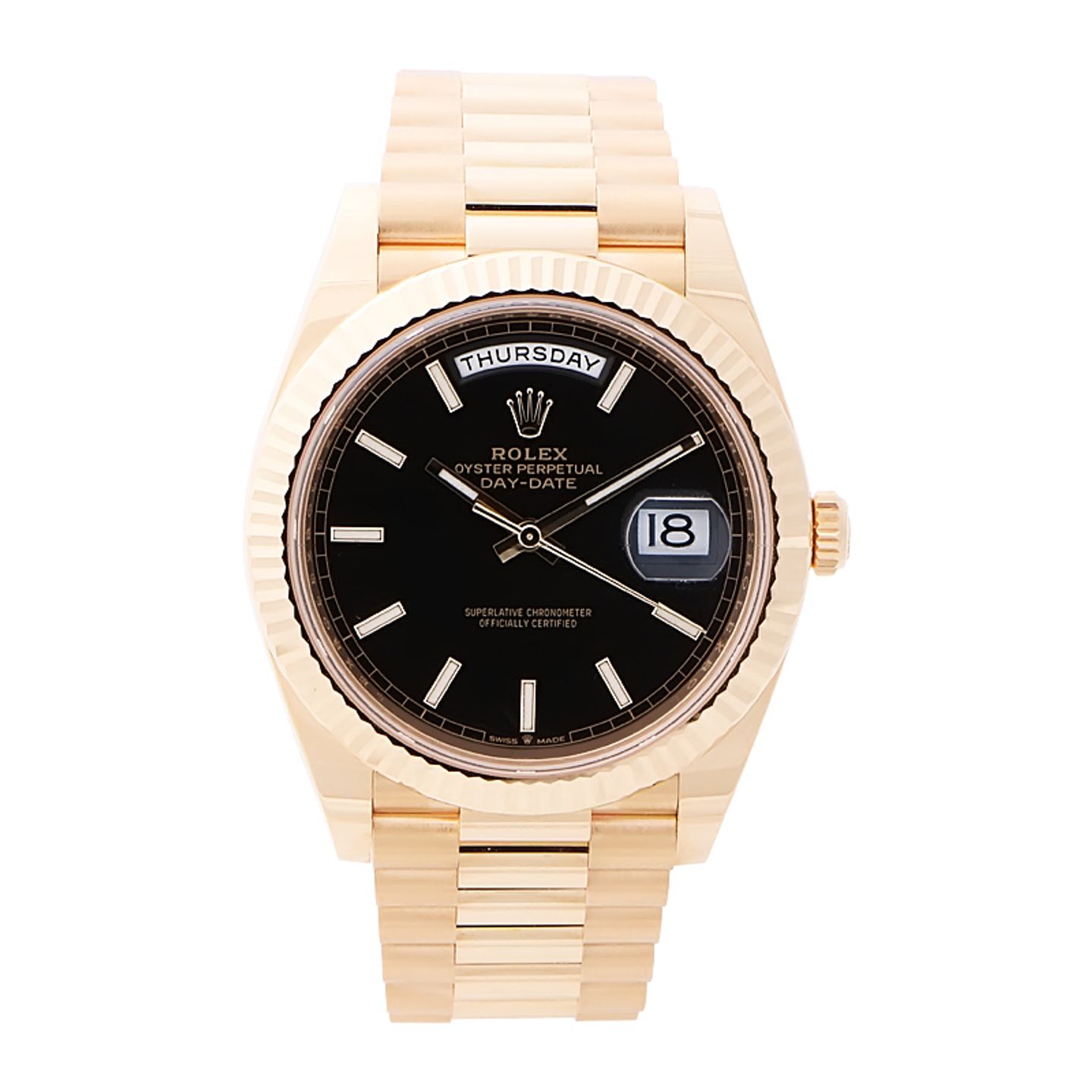Rolex Day-Date 40 228238 (2024) - Black dial 40 mm Yellow Gold case (1/4)