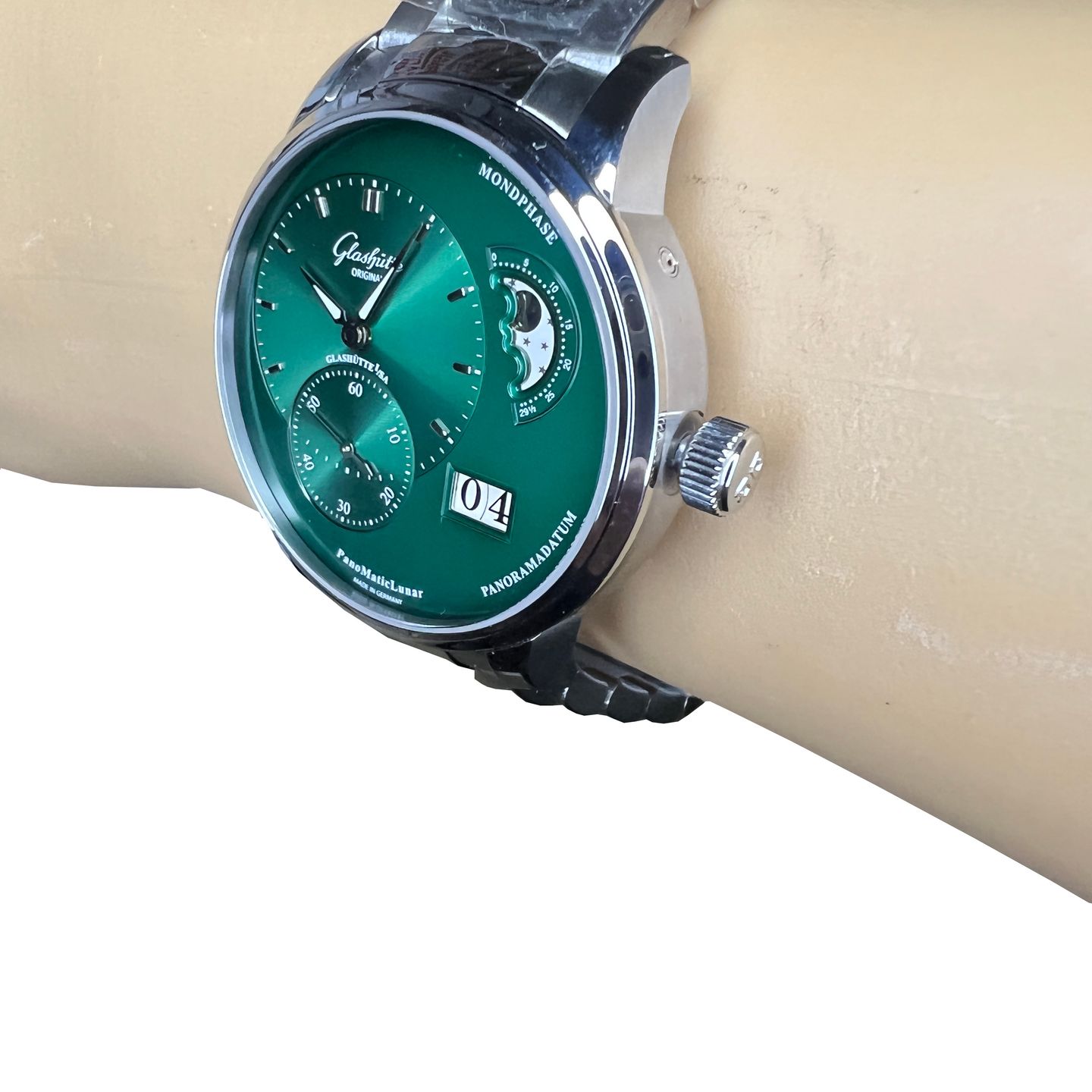 Glashütte Original PanoMaticLunar 1-90-02-13-32-70 (2024) - Groen wijzerplaat 40mm Staal (3/8)