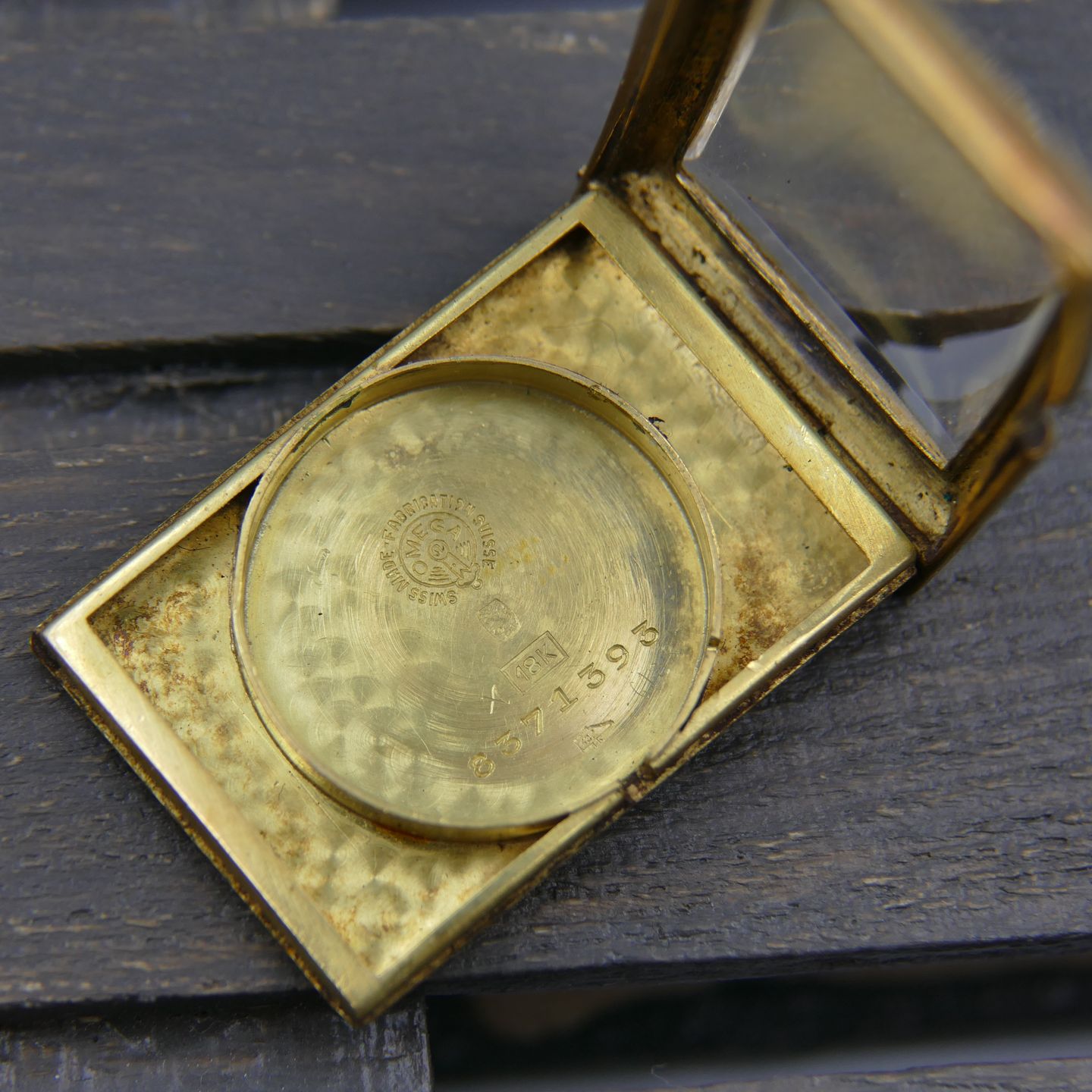 Omega Vintage 30's vintage watch mens Art Deco solid gold 18k Omega cal. 19.4 s 15 P (1930) - Unknown dial 24 mm Red Gold case (7/8)