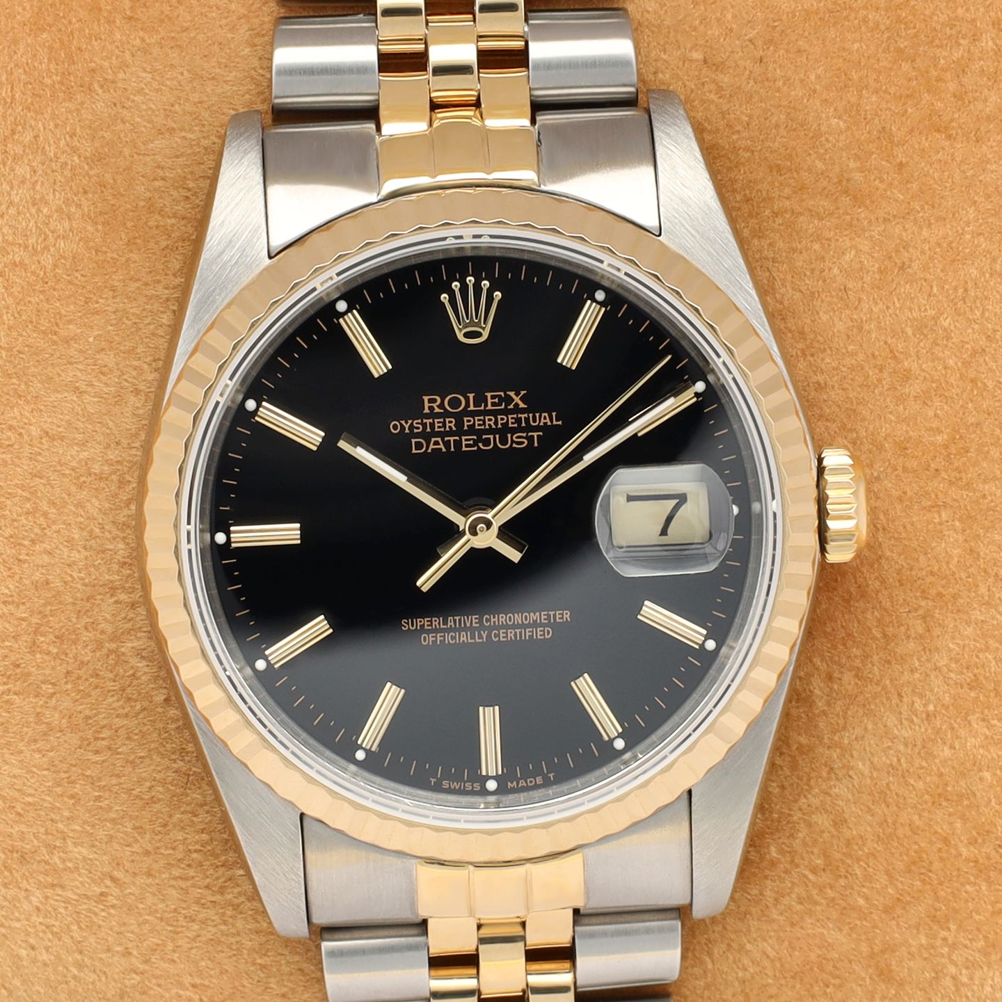 Rolex Datejust 36 16233 (1988) - Black dial 36 mm Gold/Steel case (1/8)