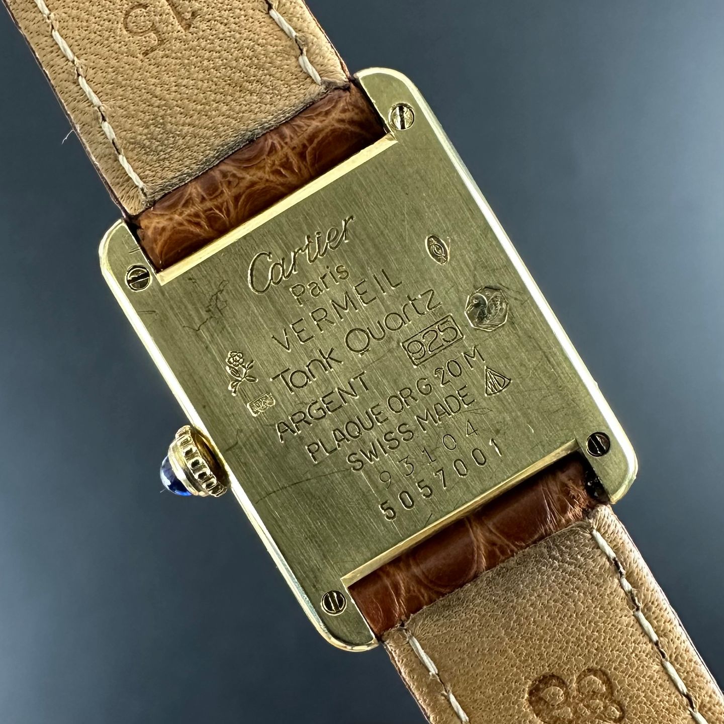 Cartier Tank 5057001 (1990) - Champagne dial 20 mm Gold/Steel case (3/8)