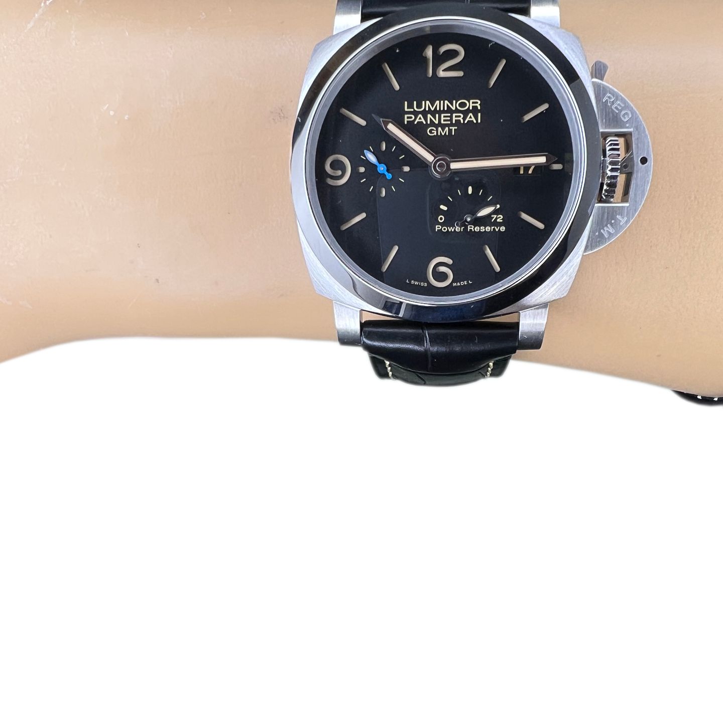 Panerai Luminor 1950 3 Days GMT Power Reserve Automatic PAM01321 (2024) - Zwart wijzerplaat 44mm Staal (1/7)