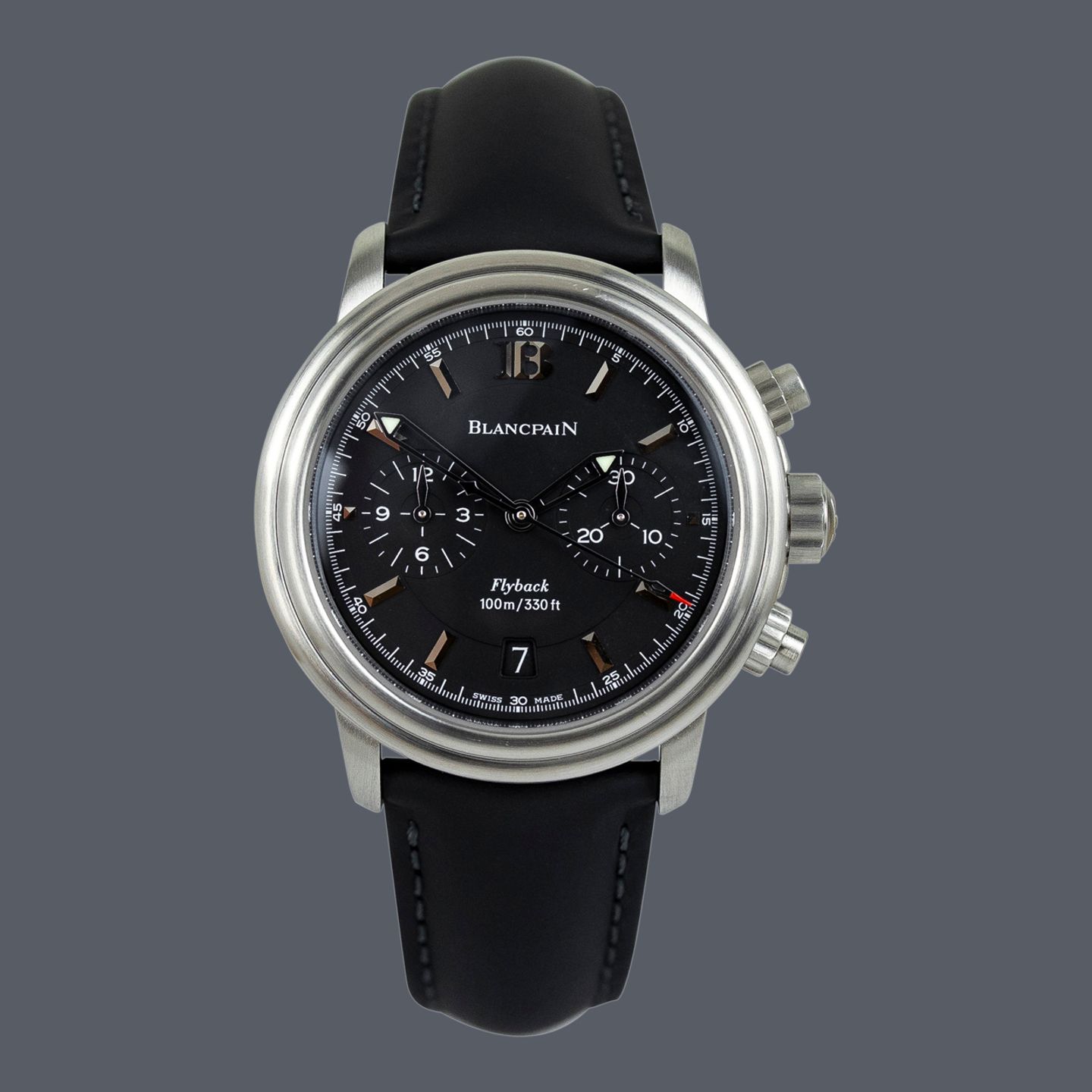 Blancpain Léman Fly-Back 2182F-1130A-64B (2002) - Zwart wijzerplaat 38mm Staal (1/1)