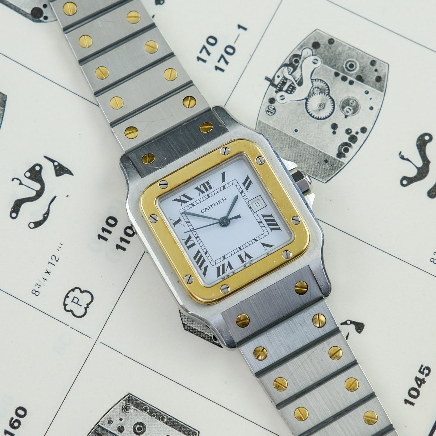 Cartier Santos 2961 (1980) - White dial 29 mm Gold/Steel case (3/7)