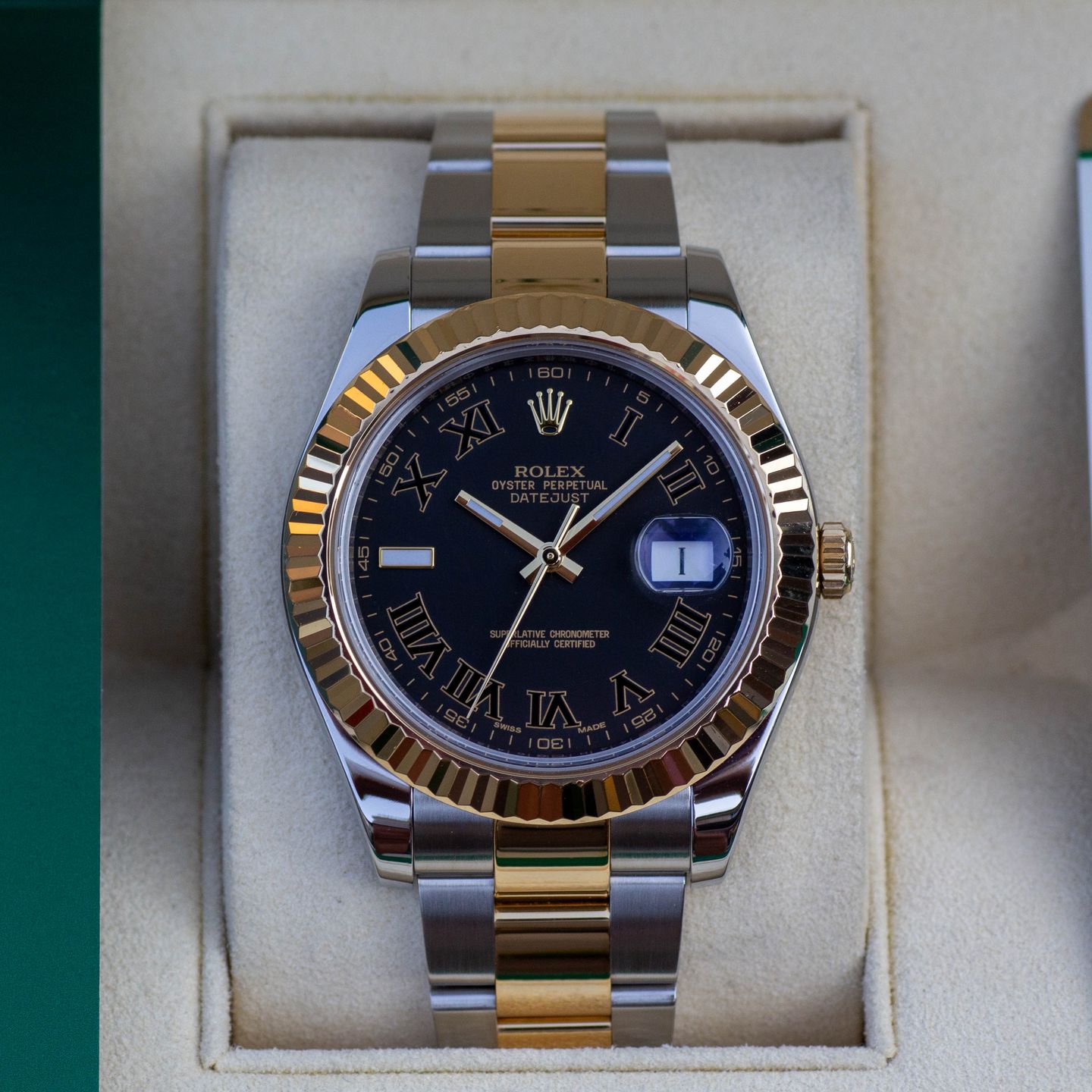 Rolex Datejust II 116333 (2017) - Zwart wijzerplaat 41mm Goud/Staal (1/8)