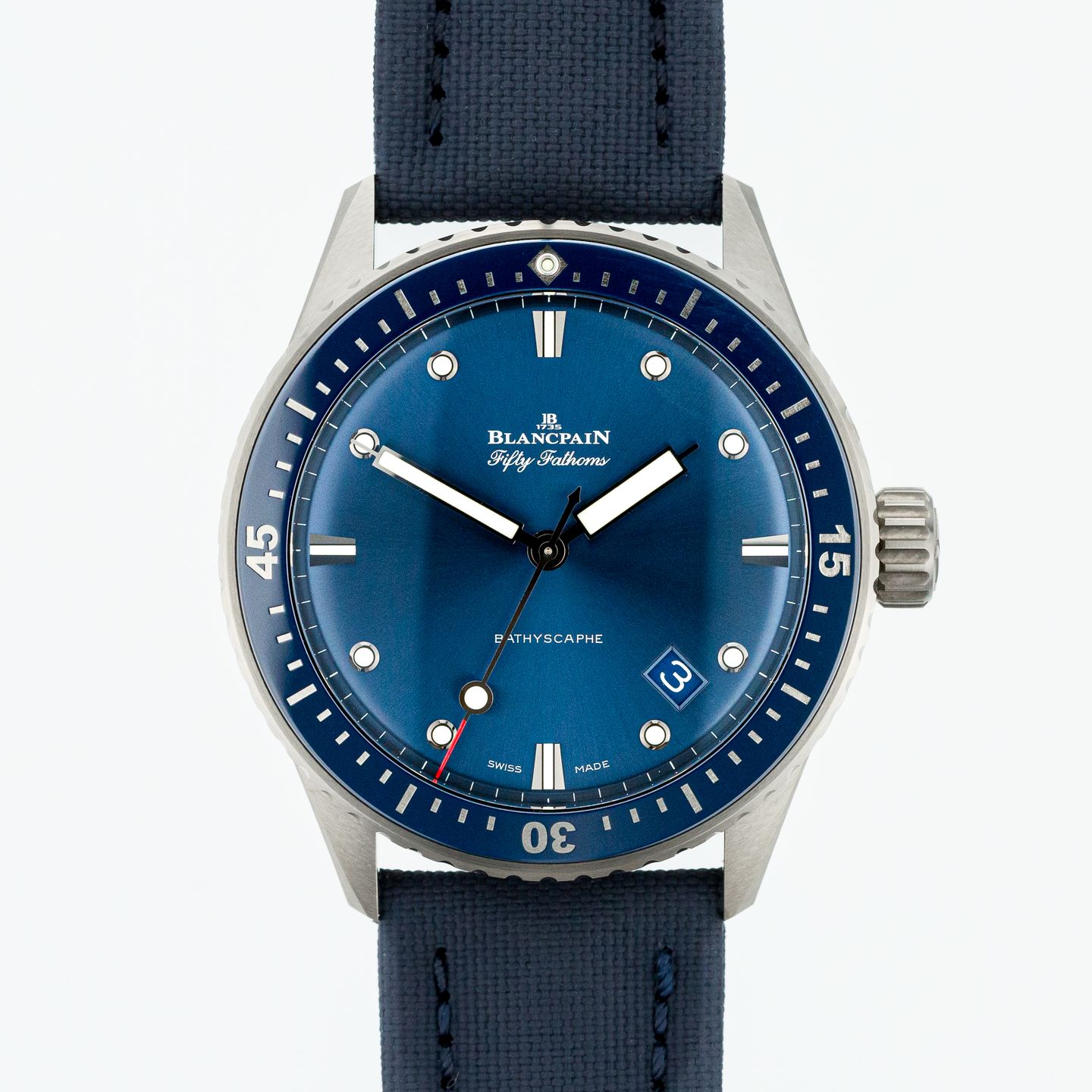 Blancpain Fifty Fathoms Bathyscaphe 5100-1140-O52A (2021) - Blauw wijzerplaat 39mm Staal (1/8)