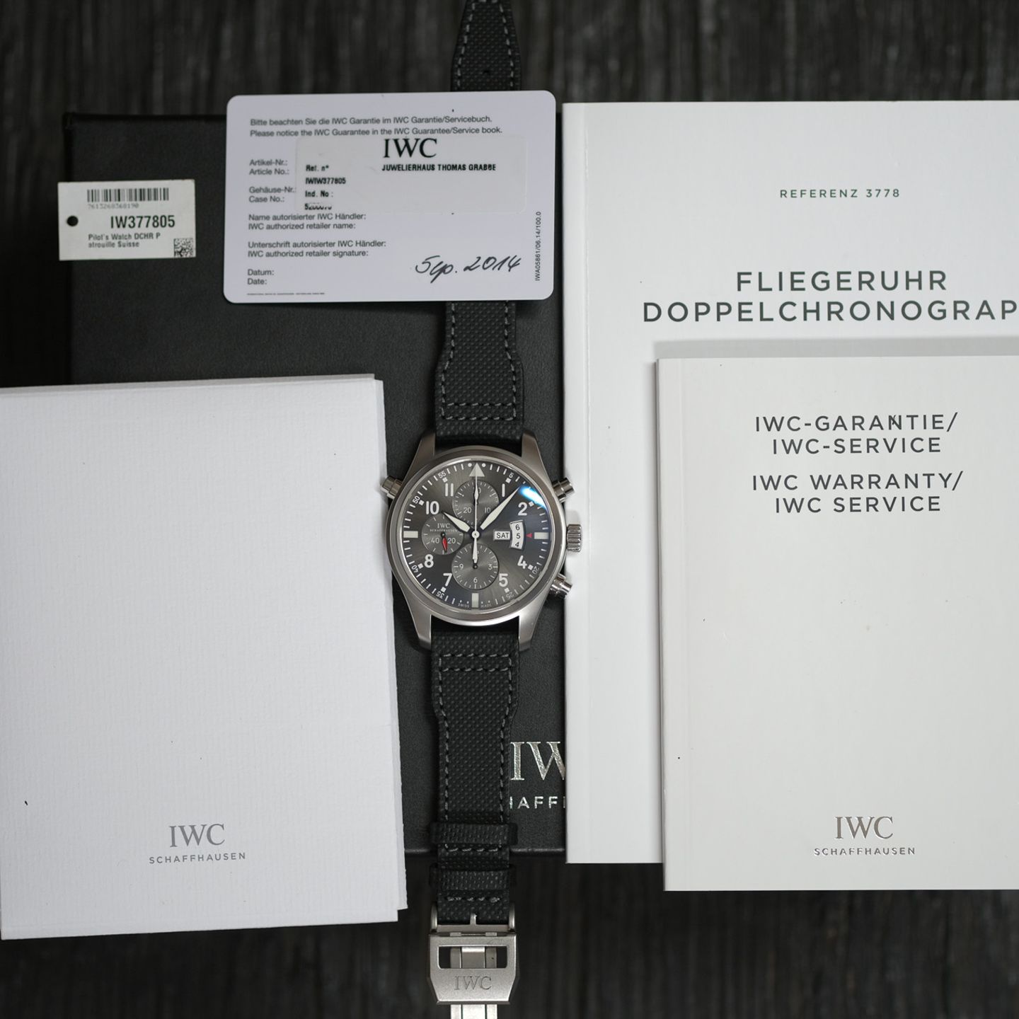 IWC Pilot Double Chronograph IW377805 (2014) - Grey dial 46 mm Steel case (2/8)