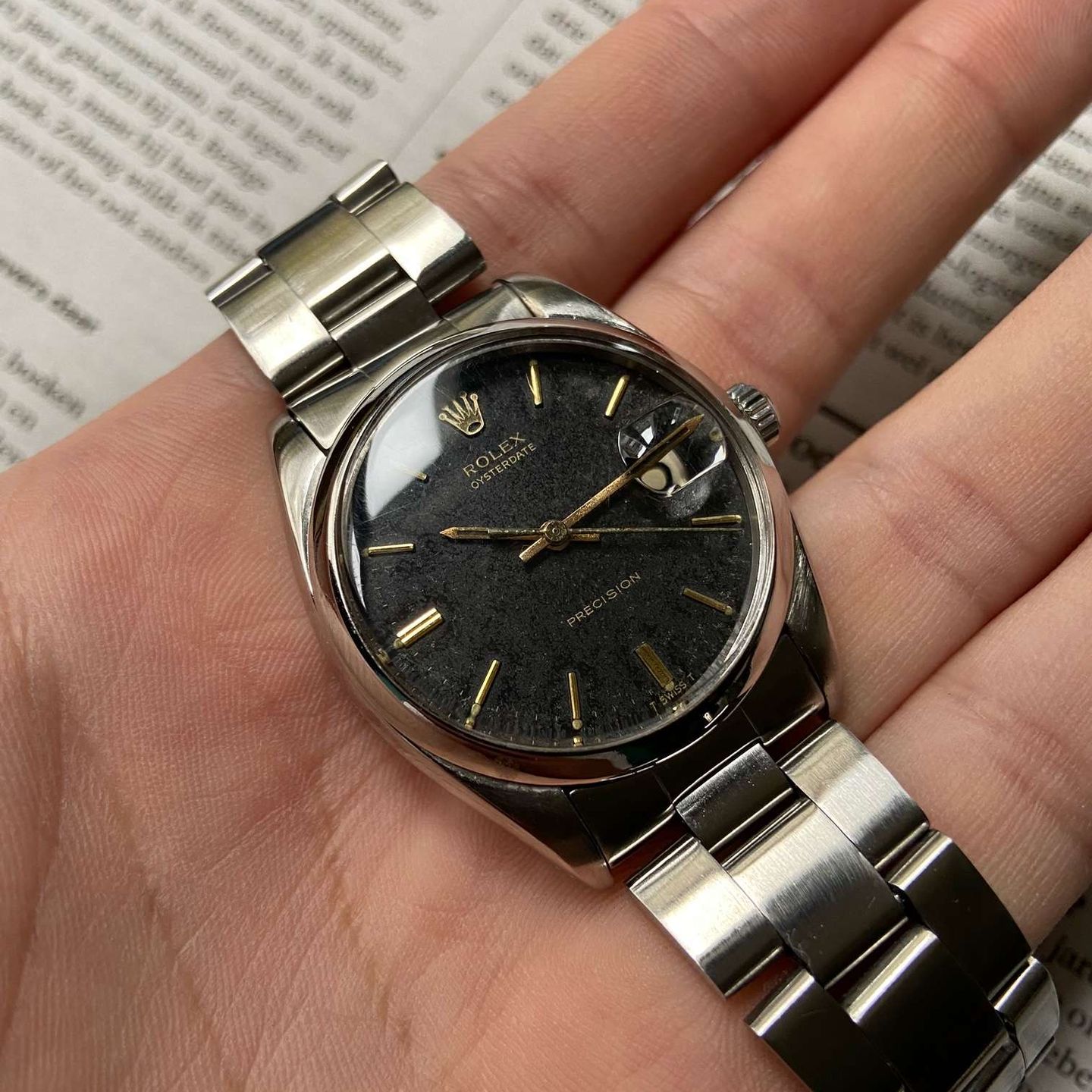 Rolex Oyster Precision 6694 (1965) - Black dial 40 mm Gold/Steel case (4/8)