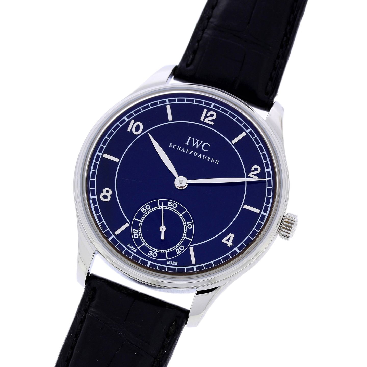 IWC Portuguese Hand-Wound IW544501 (Onbekend (willekeurig serienummer)) - Zwart wijzerplaat 44mm Staal (2/6)