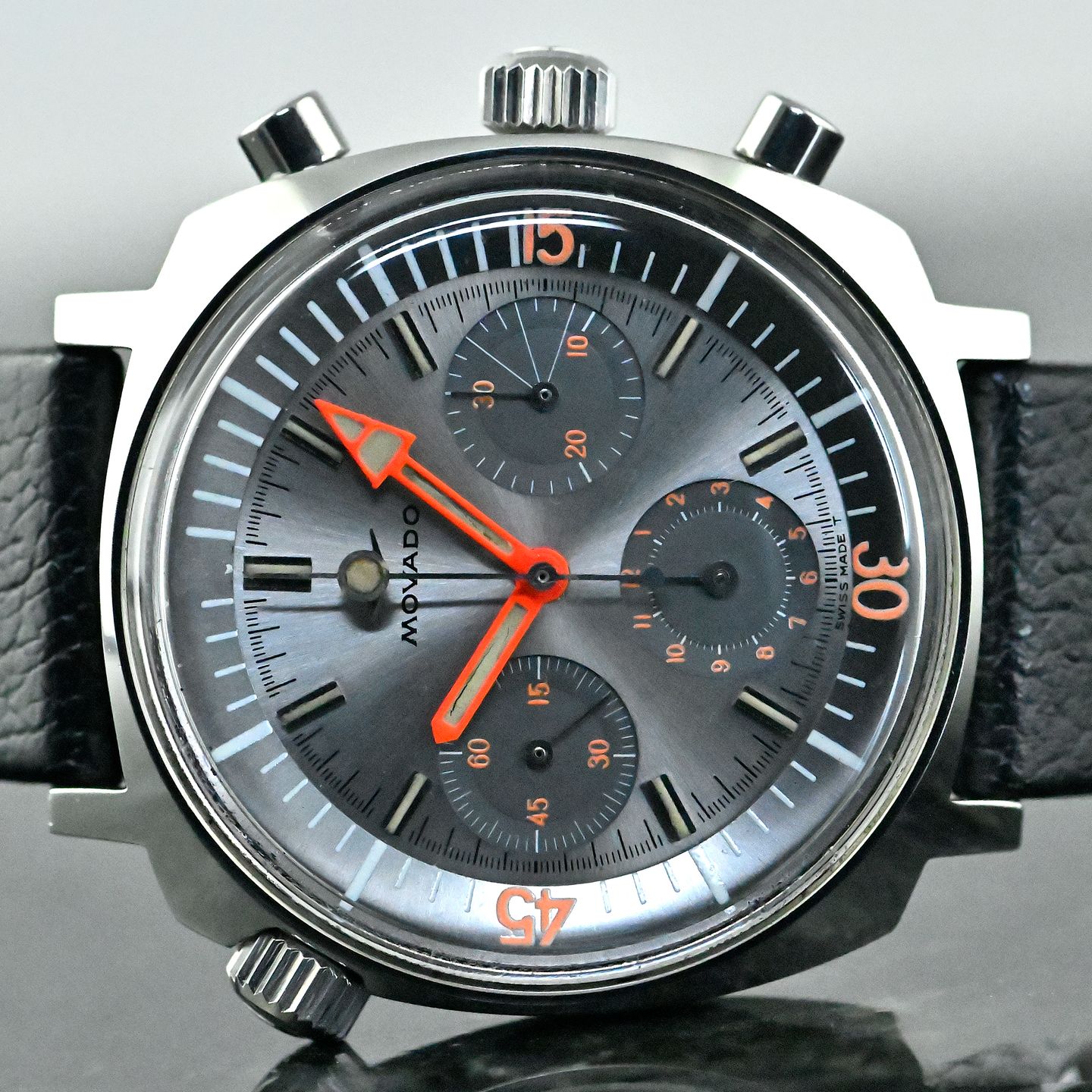 Movado Vintage 206-705-503 (1969) - Grijs wijzerplaat 41mm Staal (3/8)