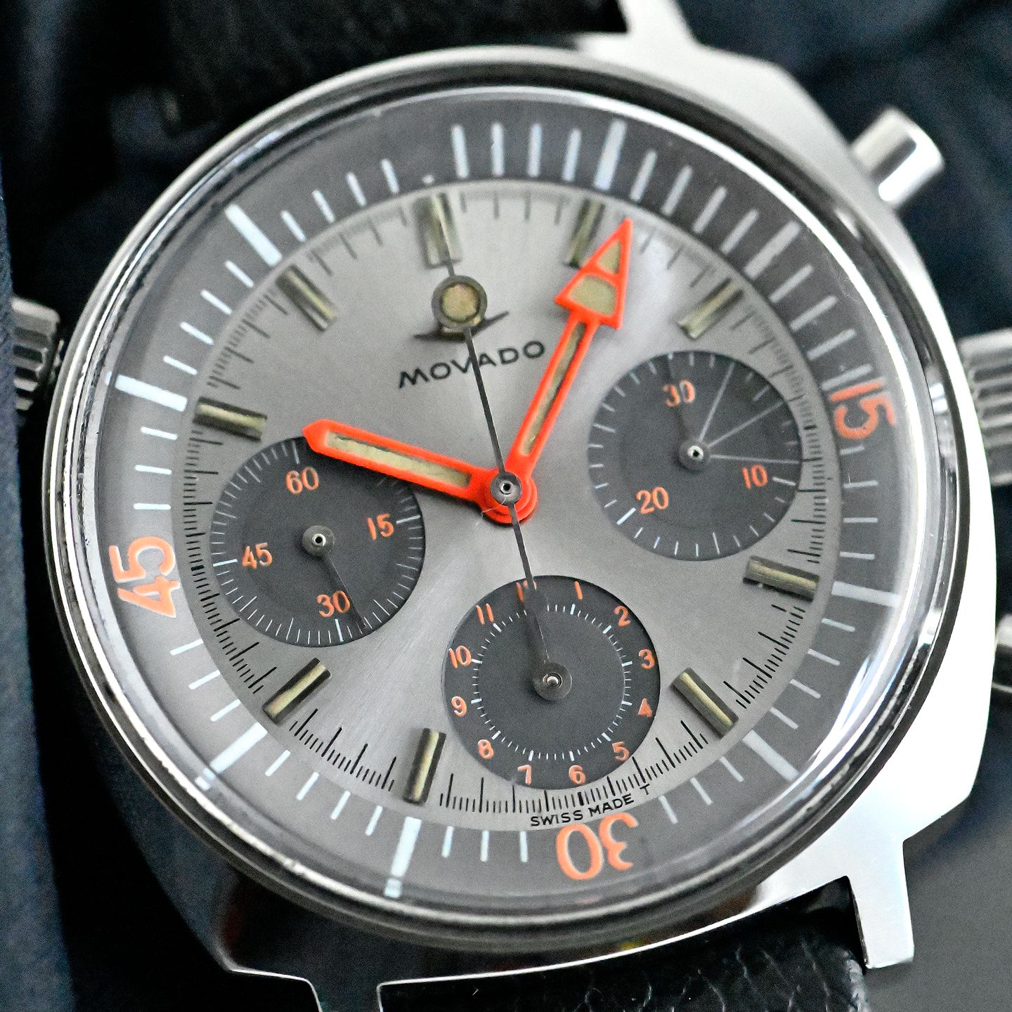 Movado Vintage 206-705-503 (1969) - Grijs wijzerplaat 41mm Staal (2/8)