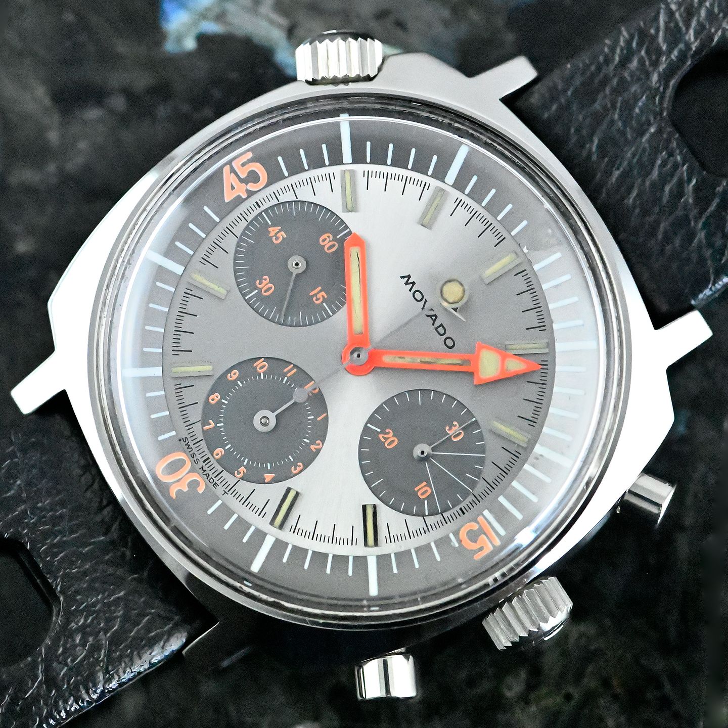 Movado Vintage 206-705-503 (1969) - Grijs wijzerplaat 41mm Staal (1/8)