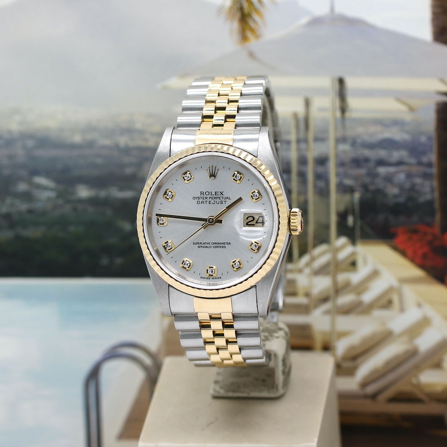 Rolex Datejust 36 16233 (2001) - Silver dial 36 mm Gold/Steel case (8/8)