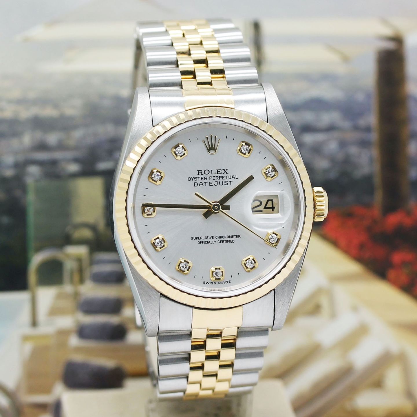 Rolex Datejust 36 16233 (2001) - Silver dial 36 mm Gold/Steel case (6/8)