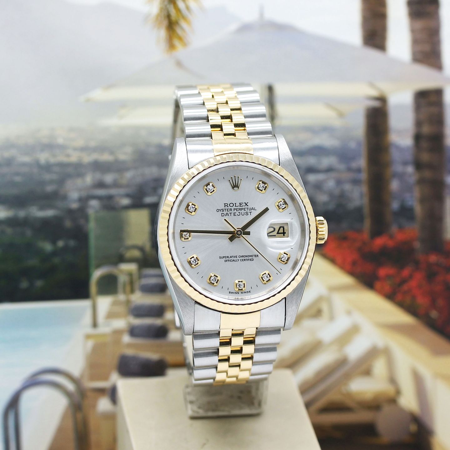 Rolex Datejust 36 16233 (2001) - Silver dial 36 mm Gold/Steel case (7/8)