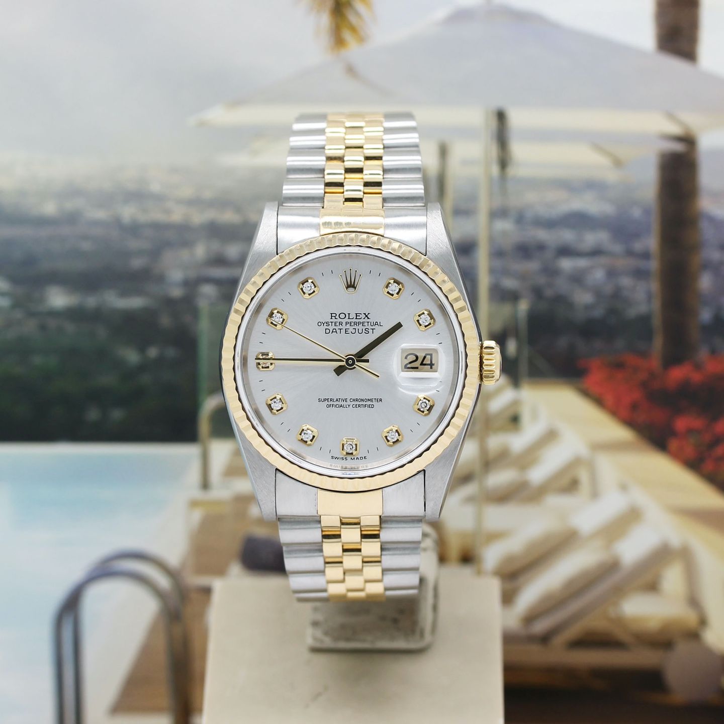 Rolex Datejust 36 16233 (2001) - Silver dial 36 mm Gold/Steel case (3/8)