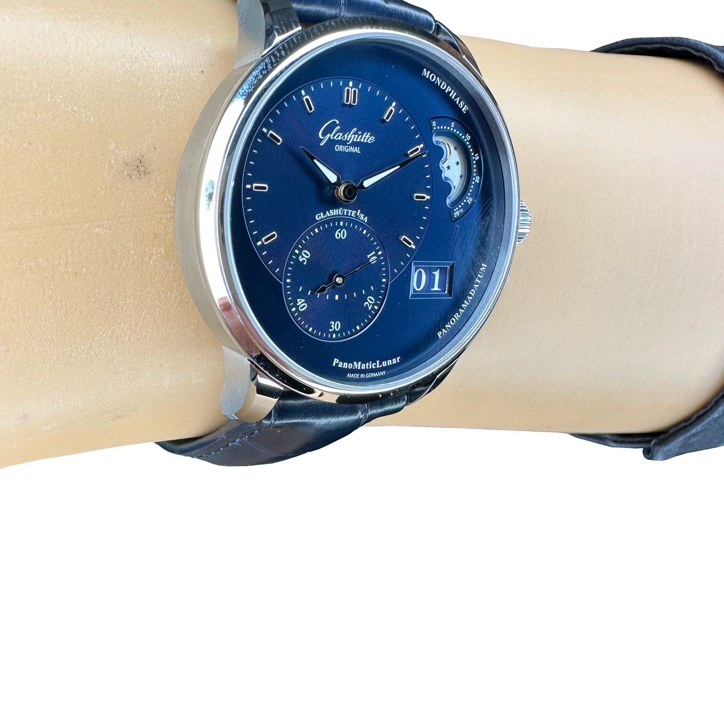 Glashütte Original PanoMaticLunar 1-90-02-46-32-61 (2024) - Blue dial 40 mm Steel case (6/8)