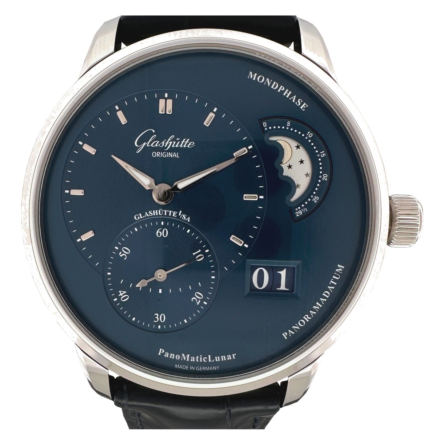 Glashütte Original PanoMaticLunar 1-90-02-46-32-61 (2024) - Blauw wijzerplaat 40mm Staal (1/8)