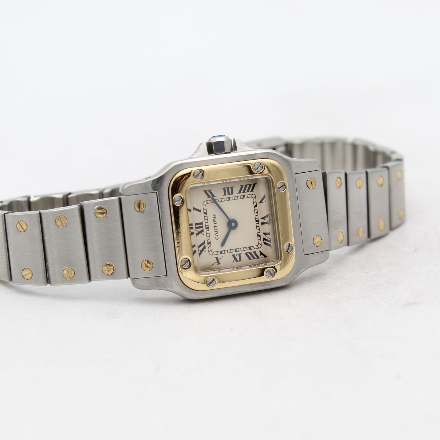 Cartier Santos Galbée 1057930 (1990) - Wit wijzerplaat 35mm Goud/Staal (7/8)