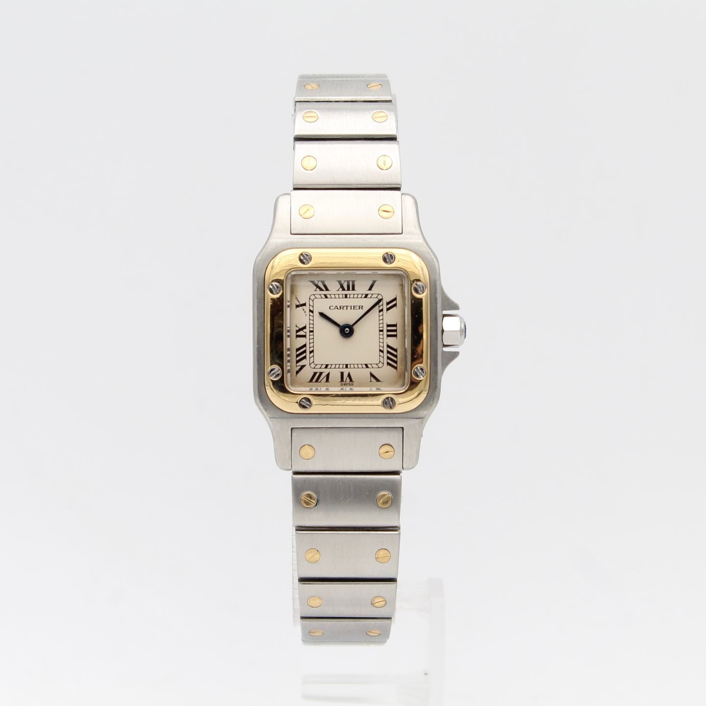 Cartier Santos Galbée 1057930 (1990) - Wit wijzerplaat 35mm Goud/Staal (1/8)