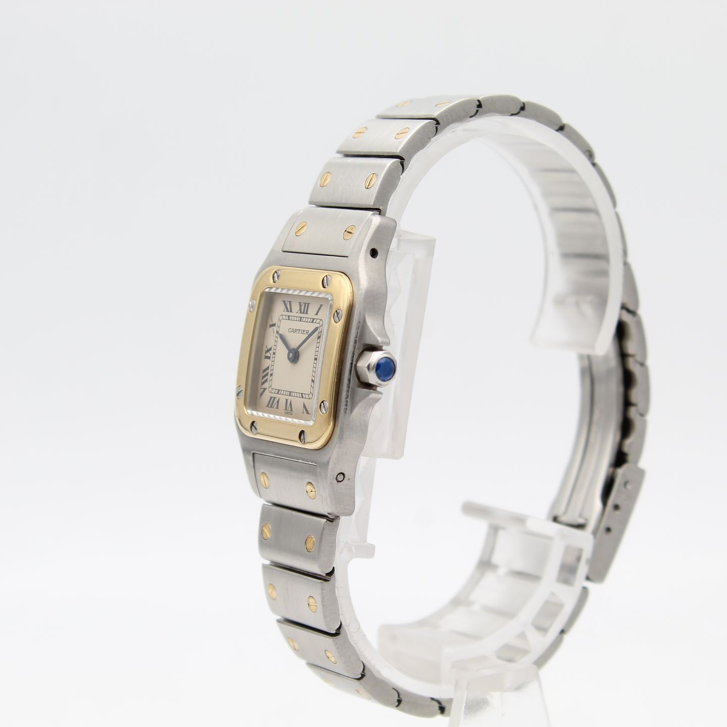 Cartier Santos Galbée 1057930 (1990) - Wit wijzerplaat 35mm Goud/Staal (3/8)