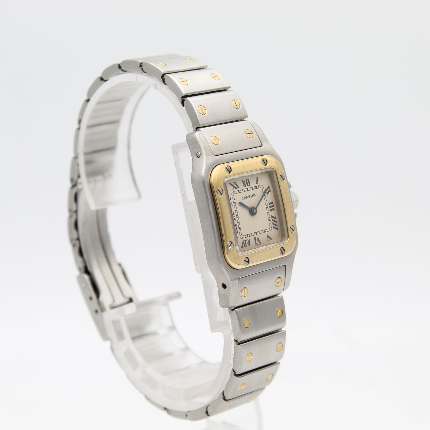 Cartier Santos Galbée 1057930 (1990) - Wit wijzerplaat 35mm Goud/Staal (2/8)