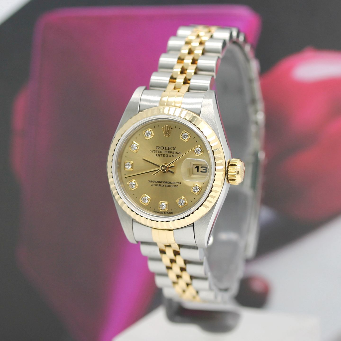 Rolex Lady-Datejust 69173 (1997) - Champagne dial 26 mm Gold/Steel case (8/8)