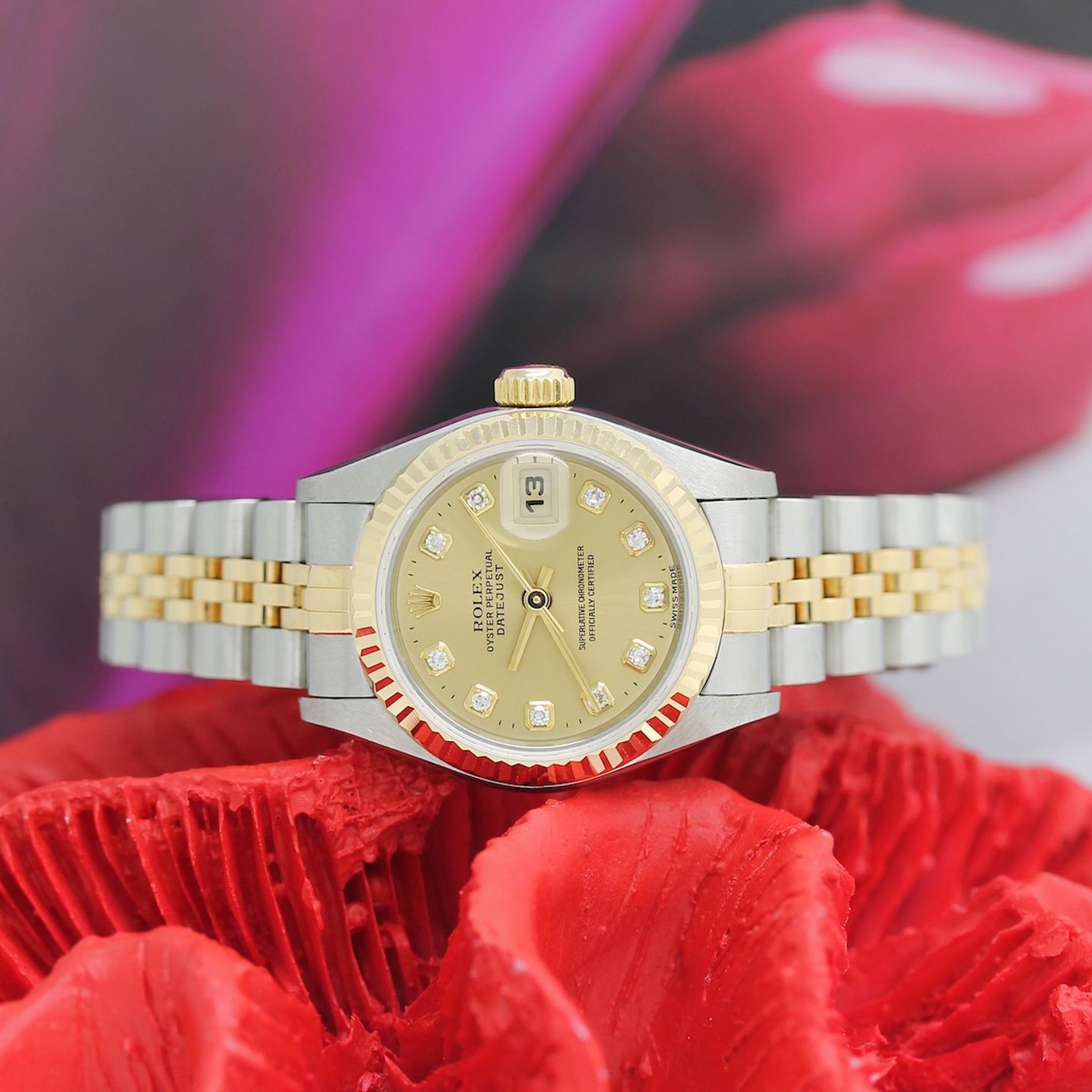 Rolex Lady-Datejust 69173 (1997) - Champagne dial 26 mm Gold/Steel case (5/8)