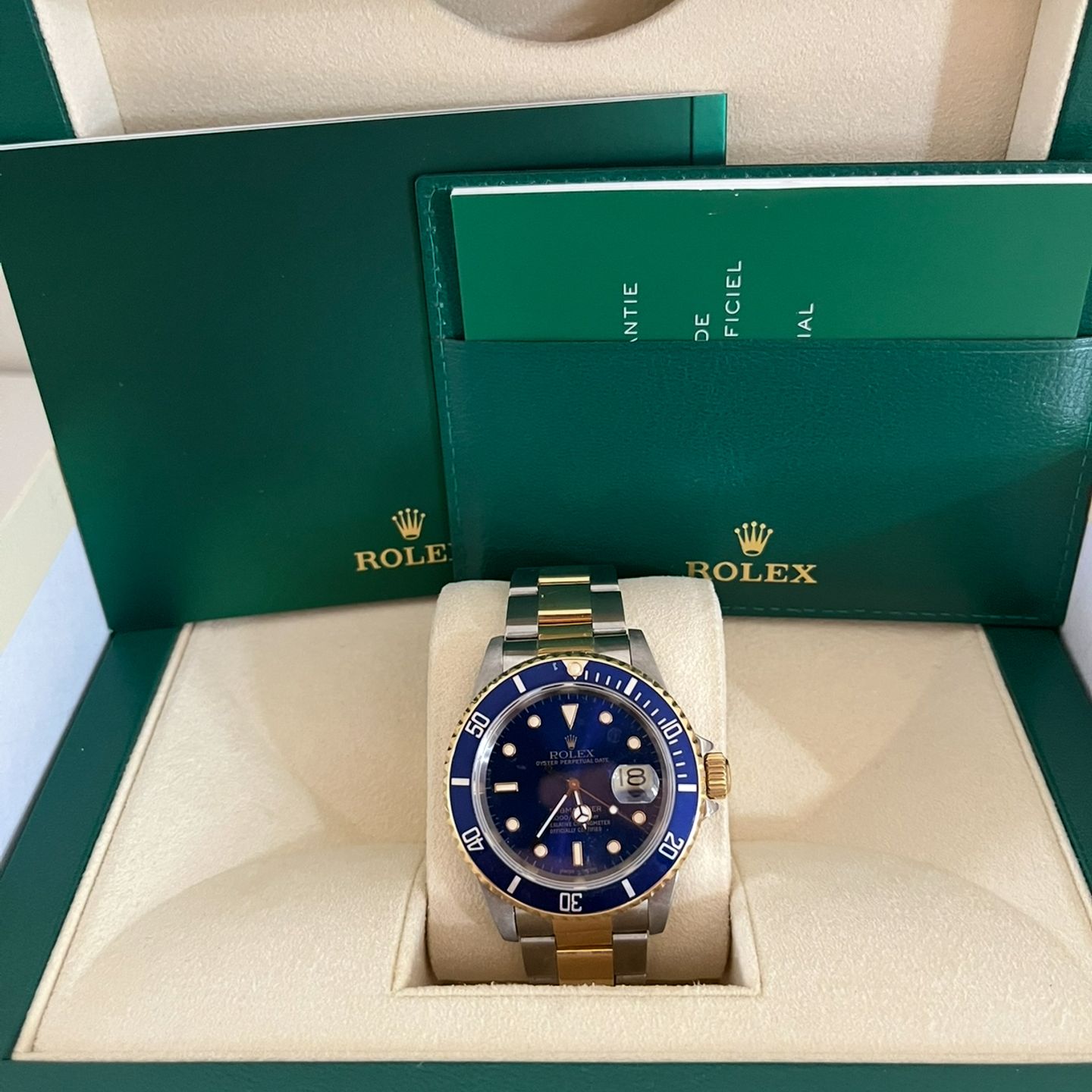 Rolex Submariner Date 16613 (1989) - Blue dial 40 mm Gold/Steel case (3/5)