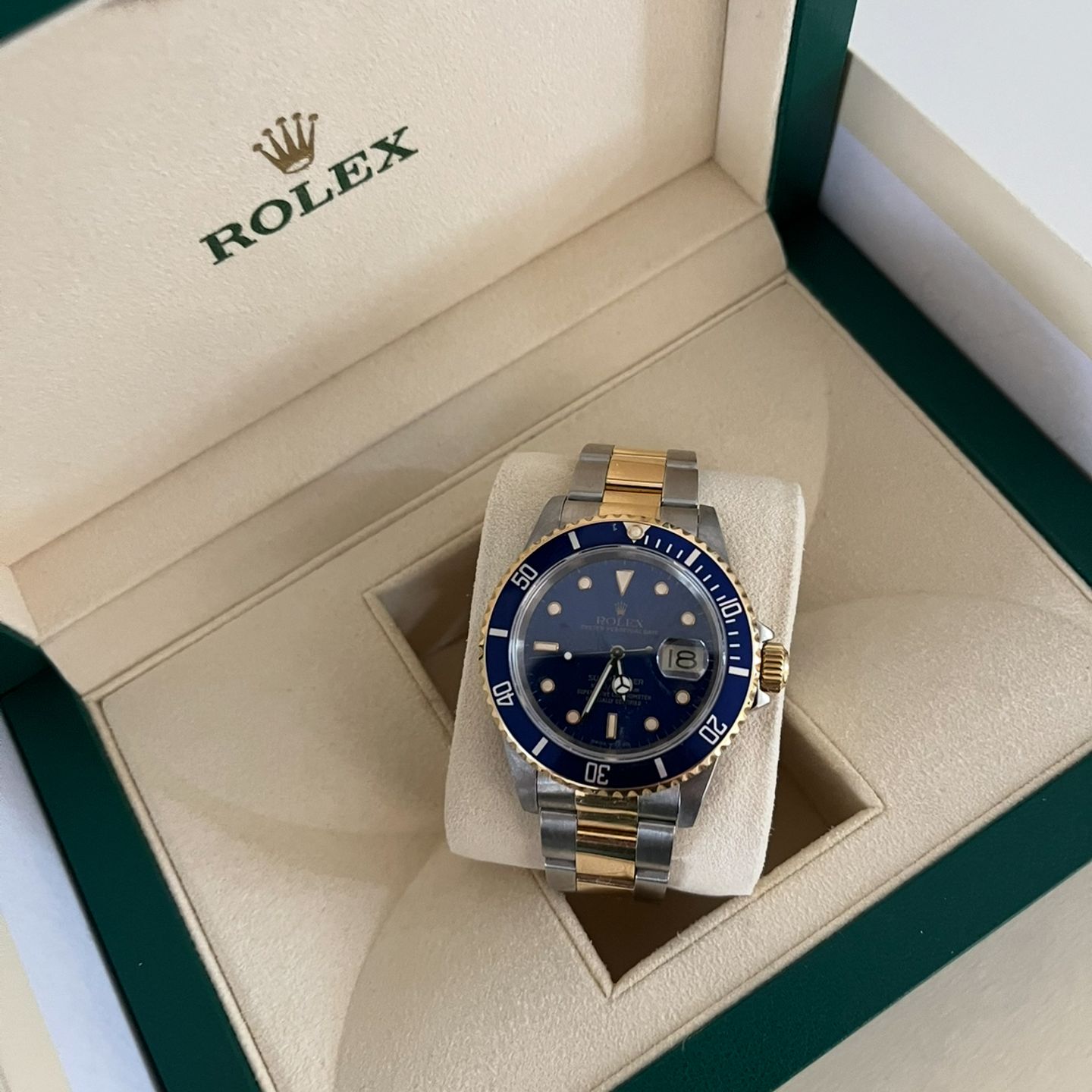 Rolex Submariner Date 16613 (1989) - Blue dial 40 mm Gold/Steel case (5/5)