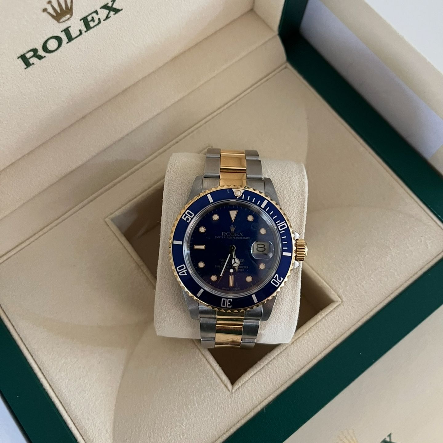 Rolex Submariner Date 16613 (1989) - Blue dial 40 mm Gold/Steel case (4/5)