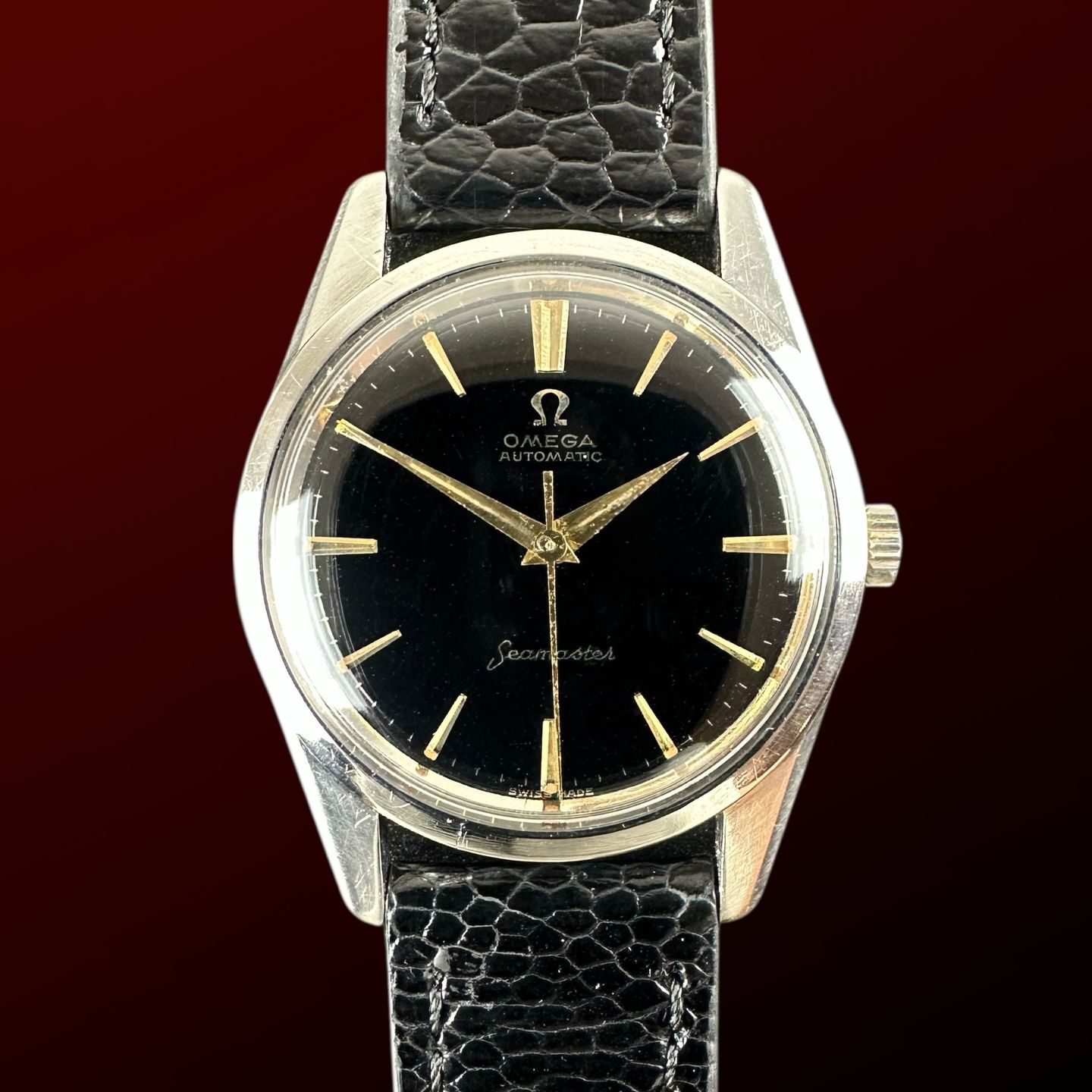 Omega Seamaster 166.002 (1961) - Zwart wijzerplaat 33mm Staal (1/8)
