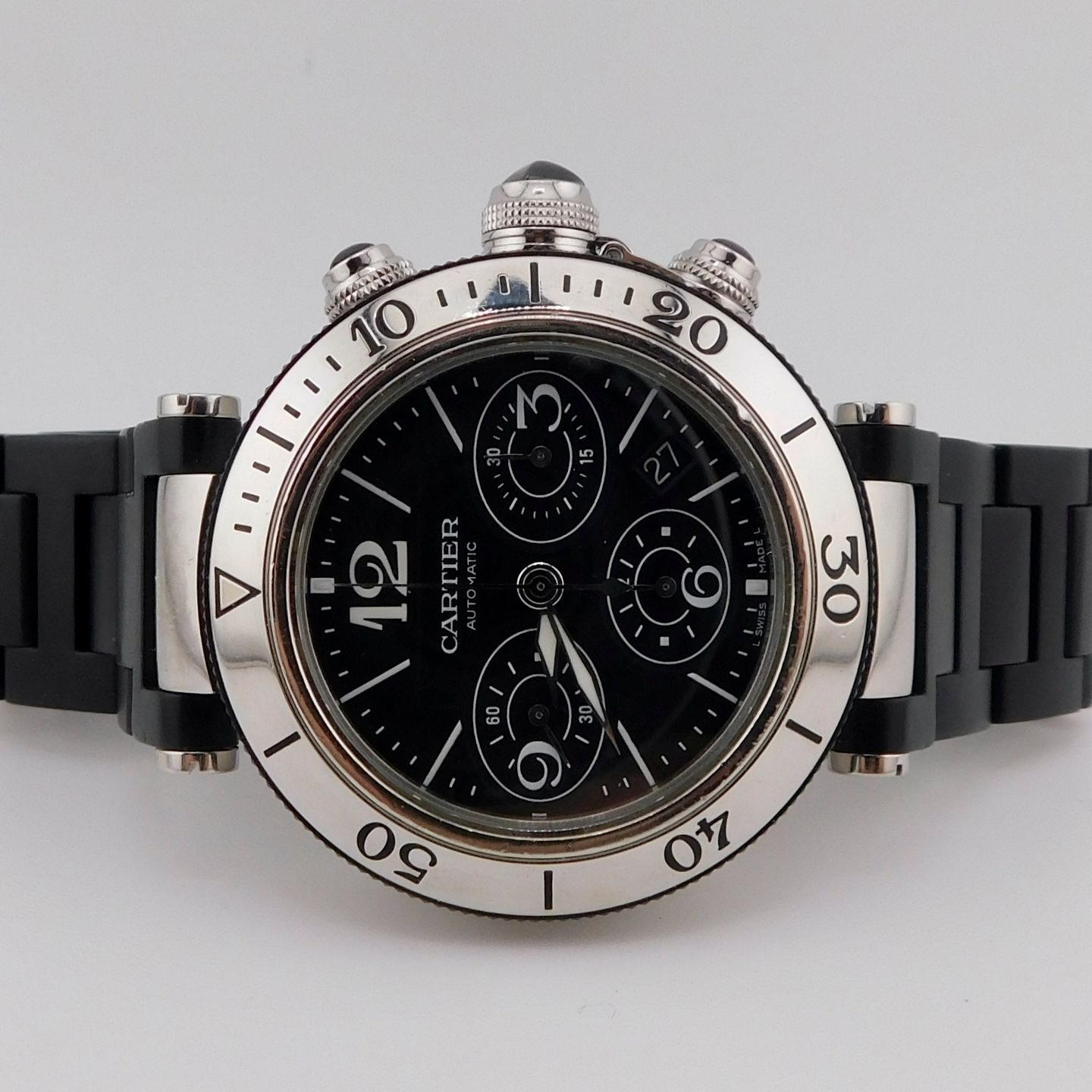 Cartier Pasha Seatimer 2995 (2008) - Zwart wijzerplaat 42mm Staal (3/5)