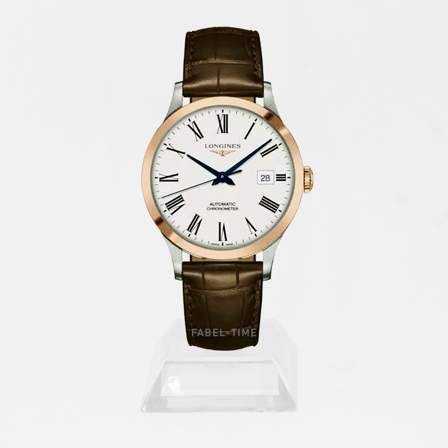 Longines Record L2.821.5.11.2 (2024) - Wit wijzerplaat 40mm Goud/Staal (1/1)