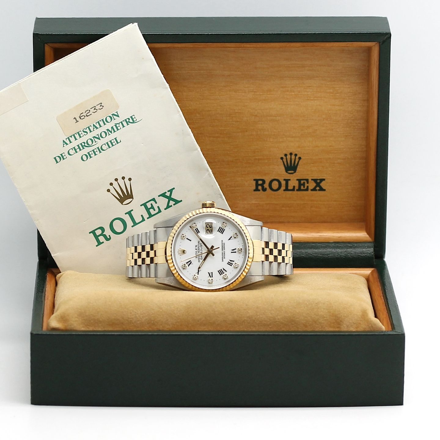 Rolex Datejust 36 16233 (1992) - White dial 36 mm Gold/Steel case (5/8)
