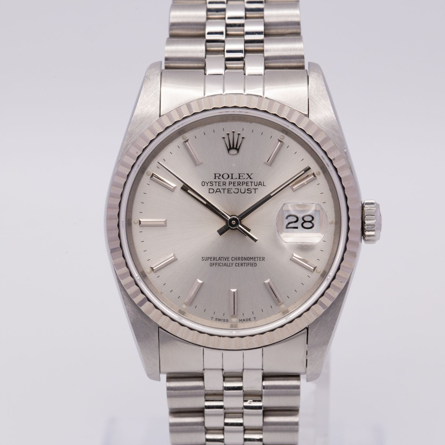 Rolex Datejust 36 16234 (1990) - Zilver wijzerplaat 36mm Staal (1/8)