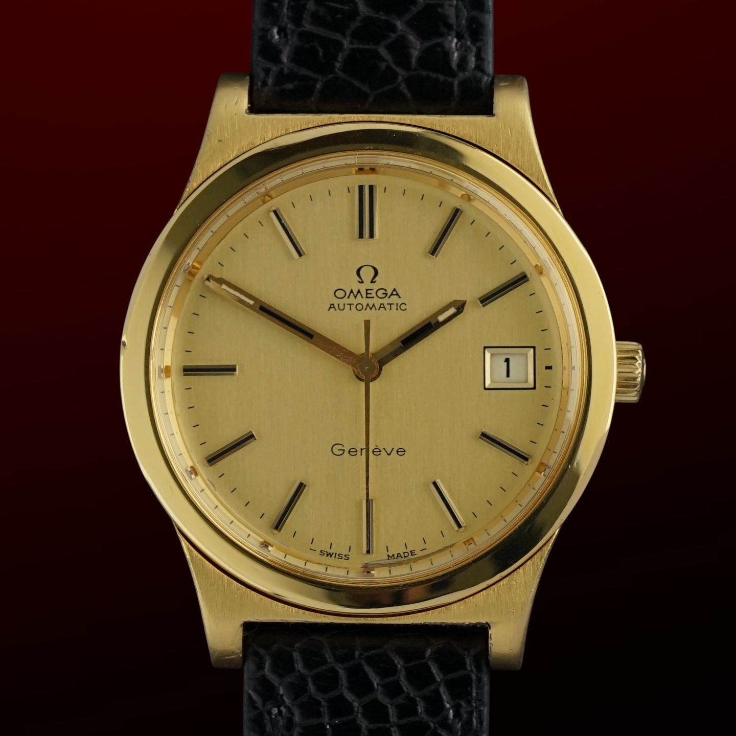 Omega Genève 166.0168 (1974) - Gold dial 36 mm Gold/Steel case (1/8)