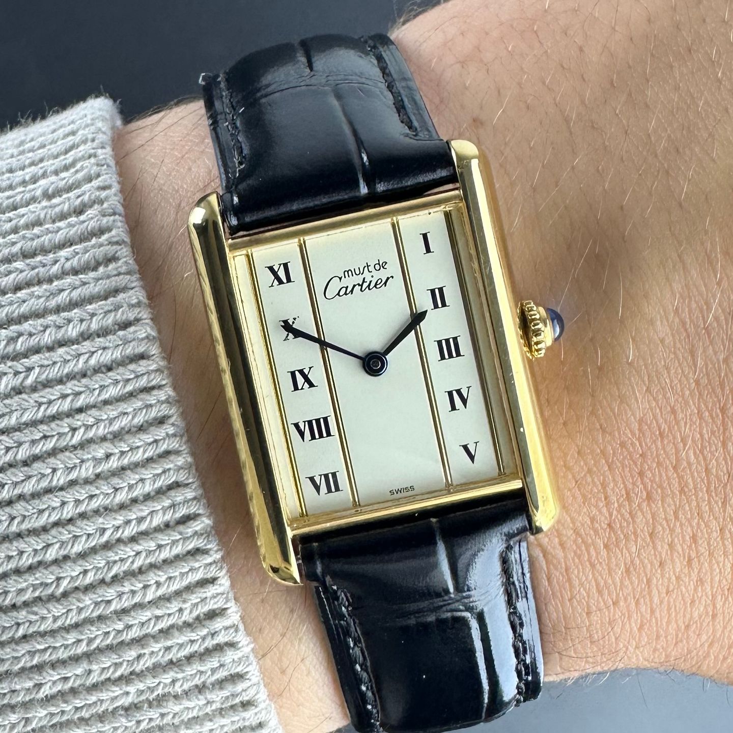 Cartier Tank Vermeil 590005 (1990) - White dial 23 mm Steel case (2/8)