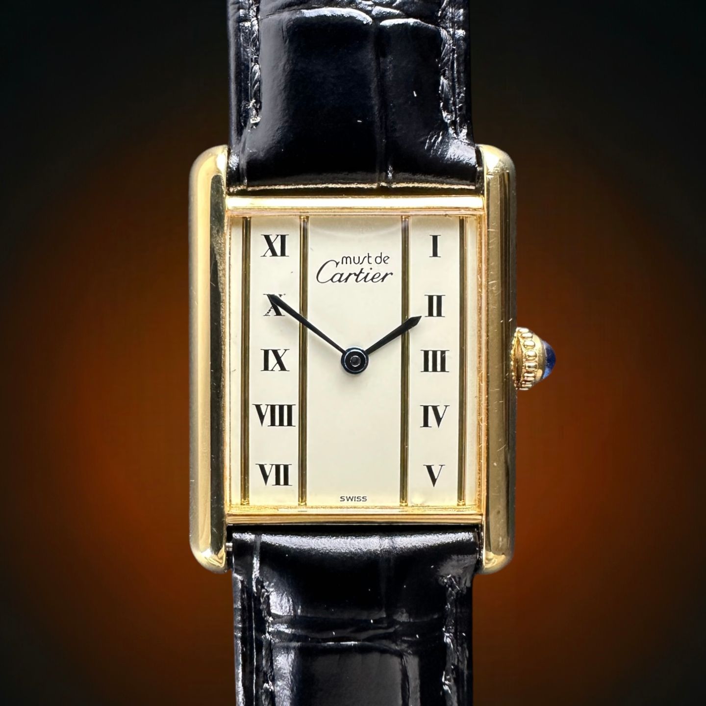 Cartier Tank Vermeil 590005 (1990) - White dial 23 mm Steel case (1/8)