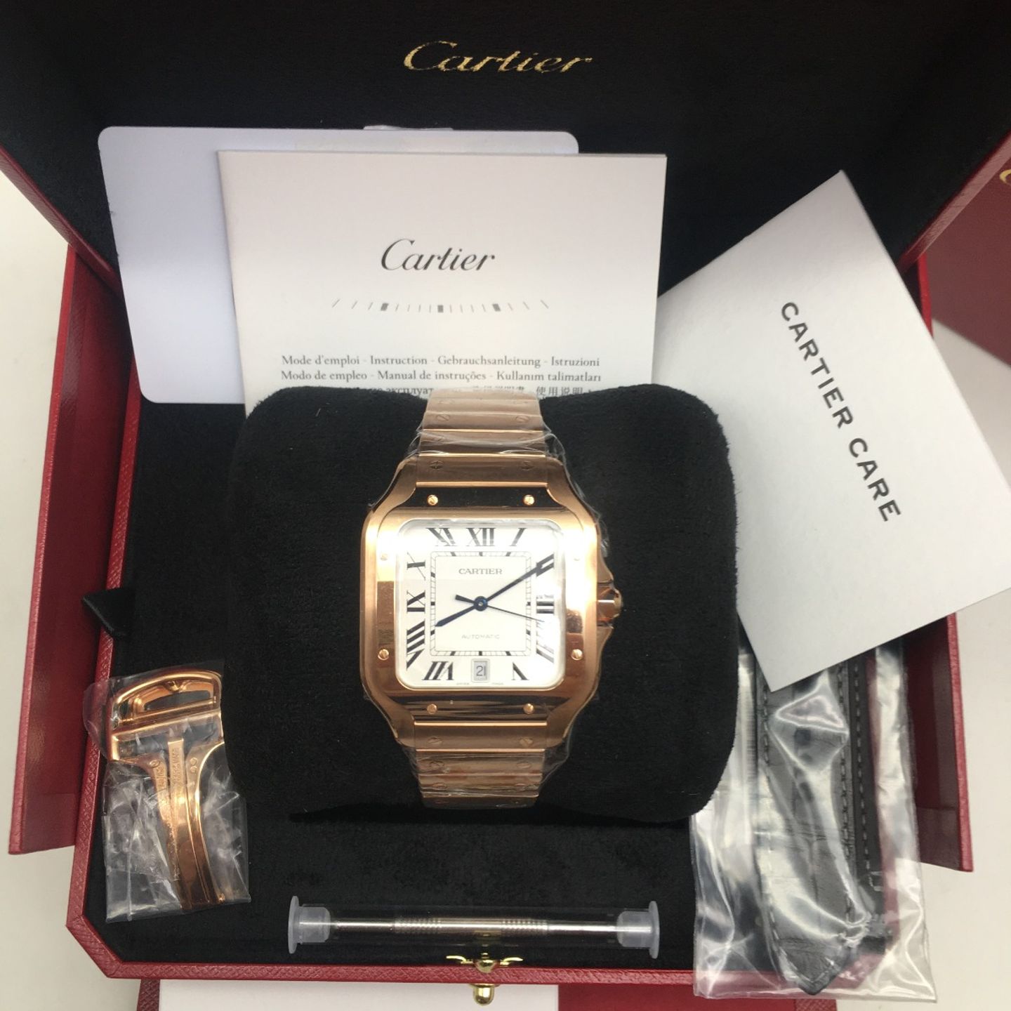 Cartier Santos WGSA0018 (2025) - Zilver wijzerplaat 40mm Roségoud (1/6)